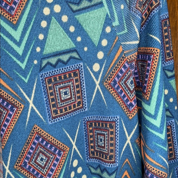 LuLaRoe Sarah Geometric Patterned Cardigan - Blue and Orange Size XS - Picture 3 of 5